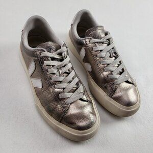 Veja Campo Chromefree Leather Sneaker Womens 6 Bronze White Lace Up Shoe FLAW